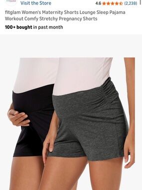 Maternity High-Waist Support Shorts — Black & Dark Gray